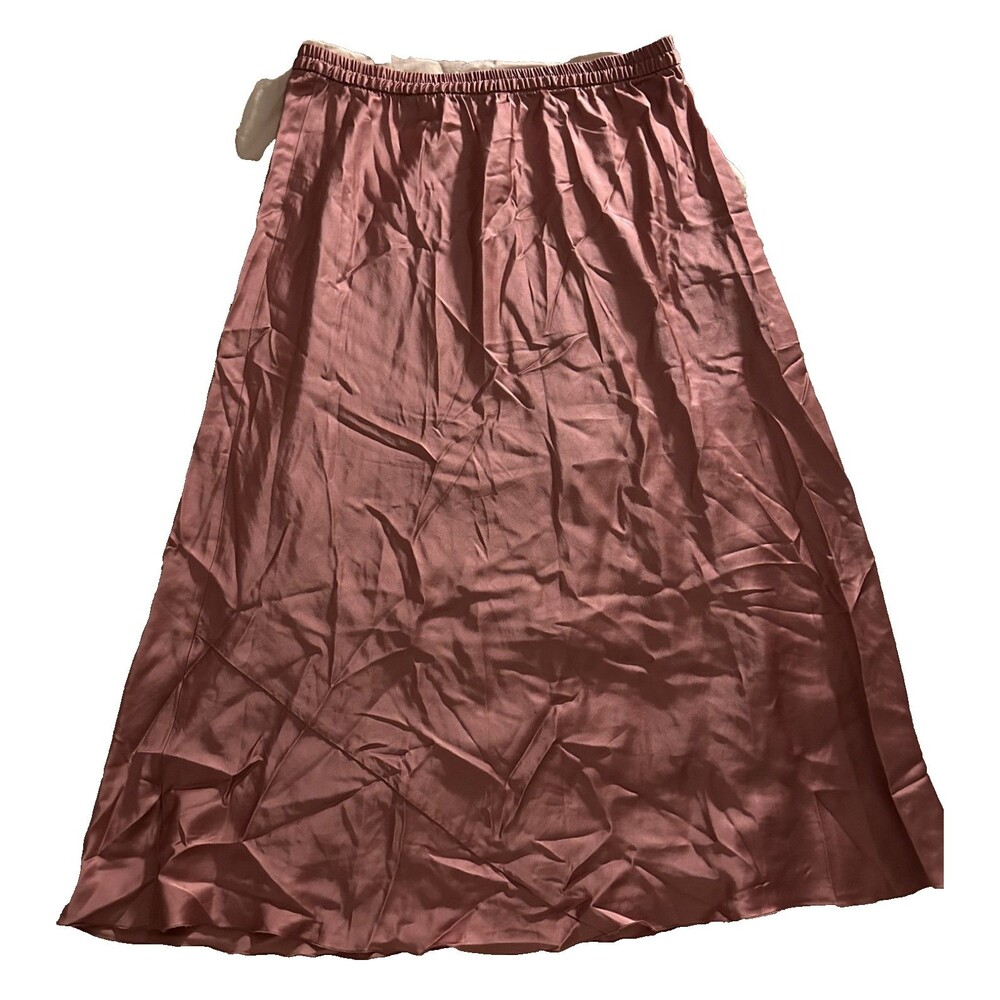 Zara Pink Satin Elastic Band Maxi A-Line Skirt XL